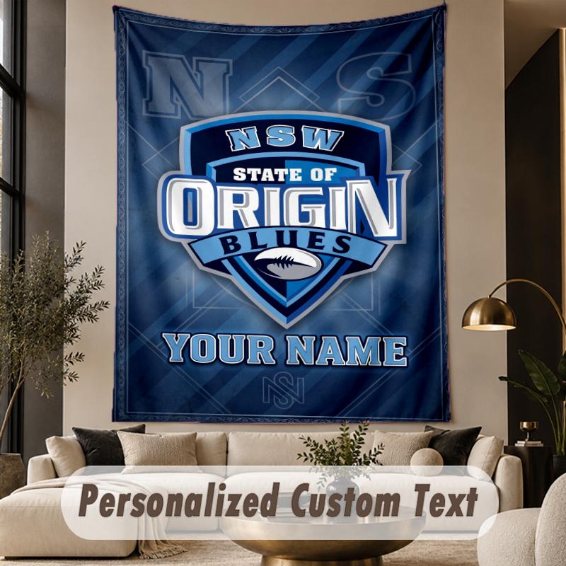 Custom Text Tapestry NSW Blues logo Print Wall Tapestry Indoor Living Room Wall Decor