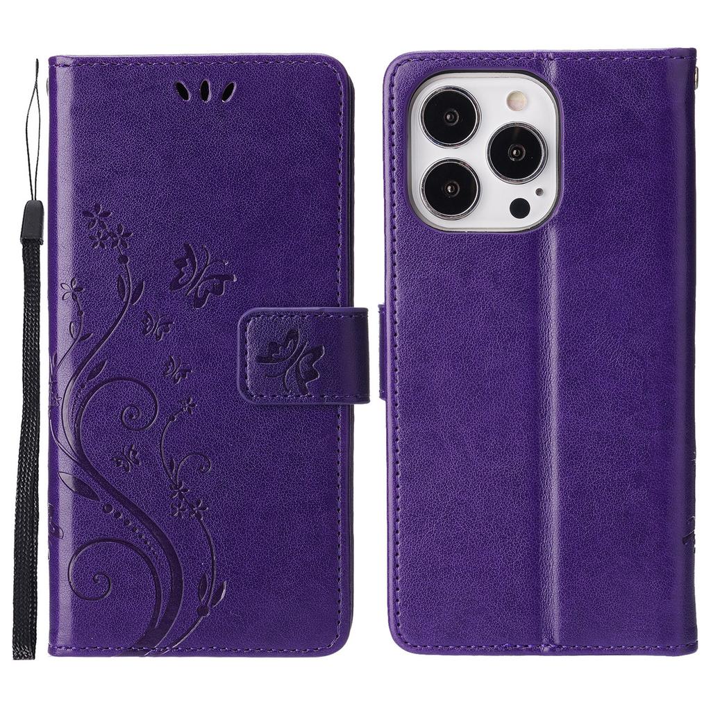 For iPhone 16 Pro Case Shockproof Butterfly Floral Leather Flip Phone Cover