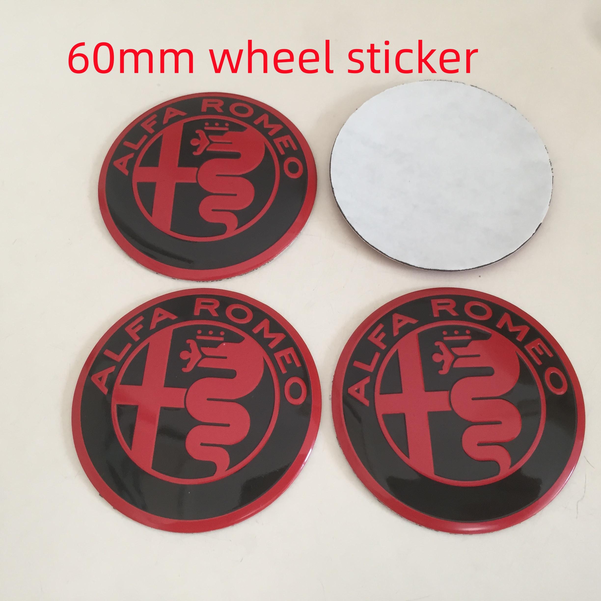 4 stuks 50mm 56mm 60mm 65mm Voor Alfa Romeo 147 156 159 Auto embleem Wielnaaf Centerkap Badge afdekkingen sticker Decals Styling