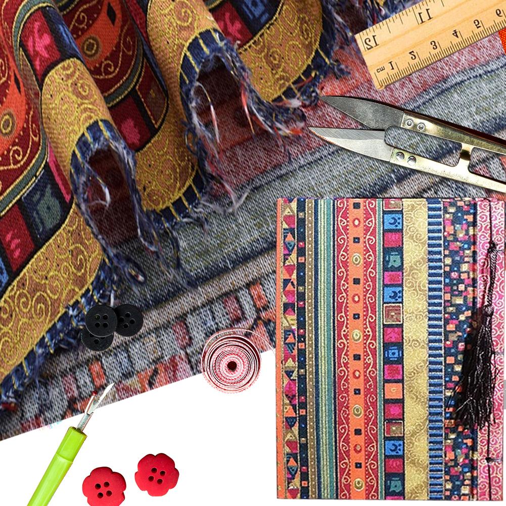 5 Pcs/set Colored  Printing  Fabrics Ethnic Style Pattern Striped Bronzing Handmade Patchwork Set Soft Breathable Diy Printed Cloth