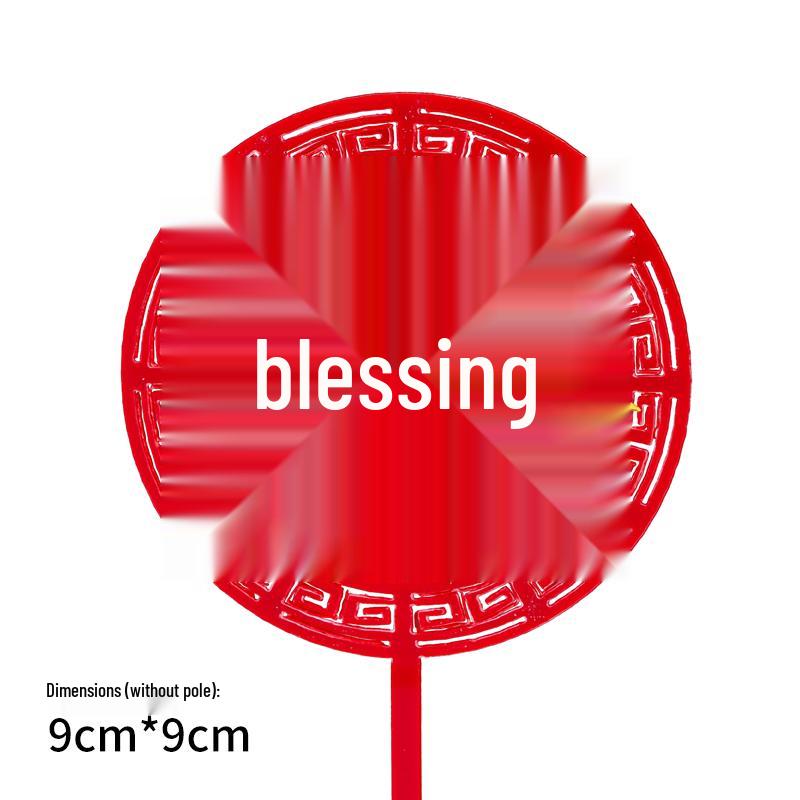Creative Red Folding Fan Cake Topper for Grandpa and Grandma's Birthday Celebration