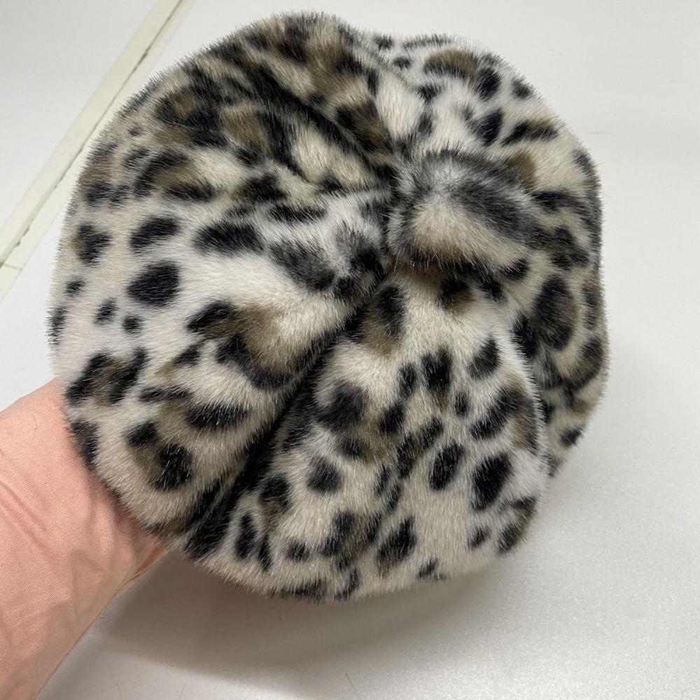 Berretto da Donna Retro-chic Berretto di Peluche con Stampa Leopardo per Donna Autunno Inverno Cappello Ottagonale Nicchia Boemo Cappello da Artista