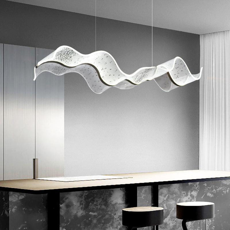 Acrylic Ribbon Chandelier for Hotel Reception, Bar, or Tea Room – Modern Minimalist Design
