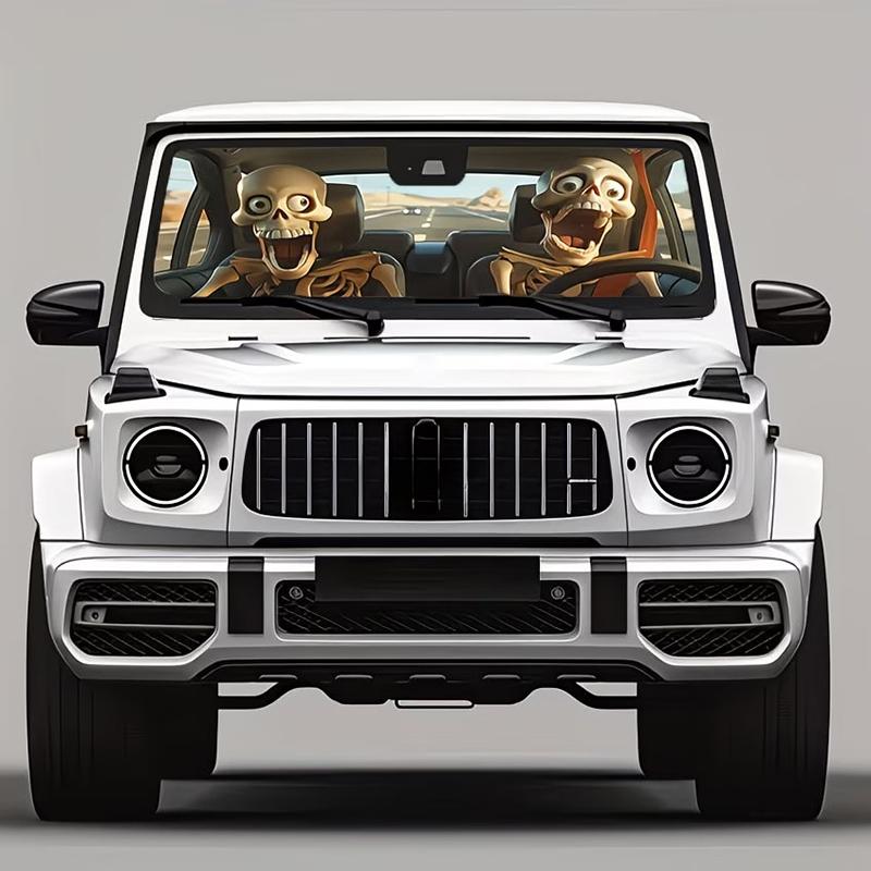 Windshield Sunshade Skull 130x70cm Car Front UV Protection for Summer Heat Reduction Family Road Trip