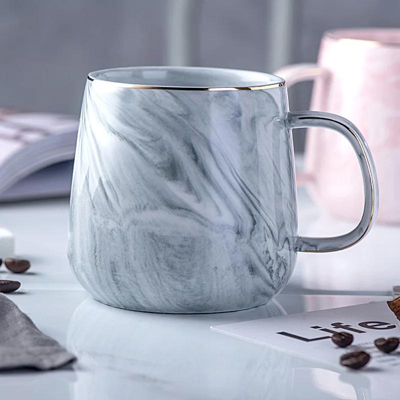 400ML Creative Ceramic Cups Marble Pink Coffee Mug Ceramic Coffee Cup Lover's Gift Porcelain Mugs For Tea Breakfast Cup For Milk