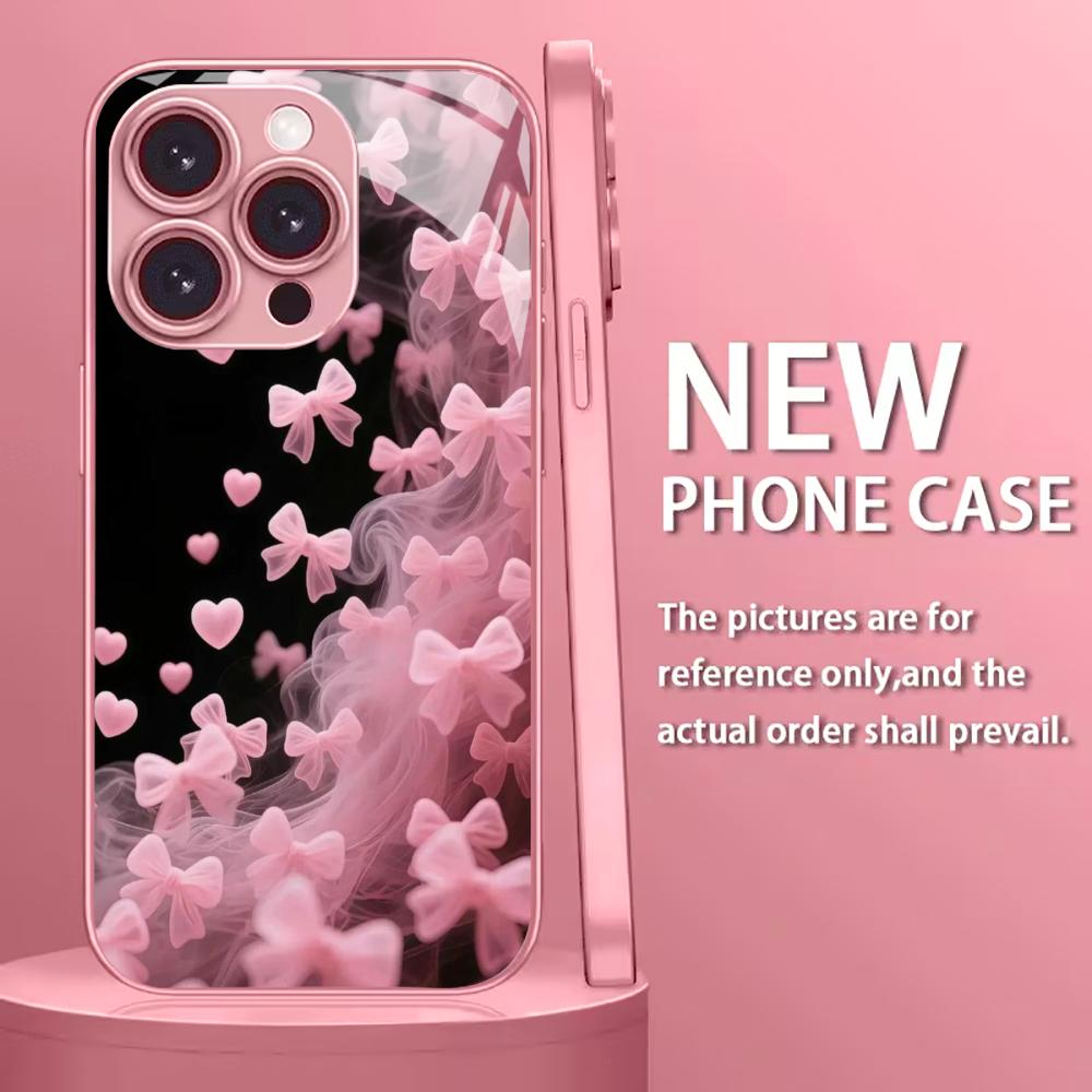 

new lovely Female Exquisite protective case Phone Case Metallic paint Glass PhoneCase for iPhone 17 16 15 14 13pm Pro Plus Madam iPhone 17