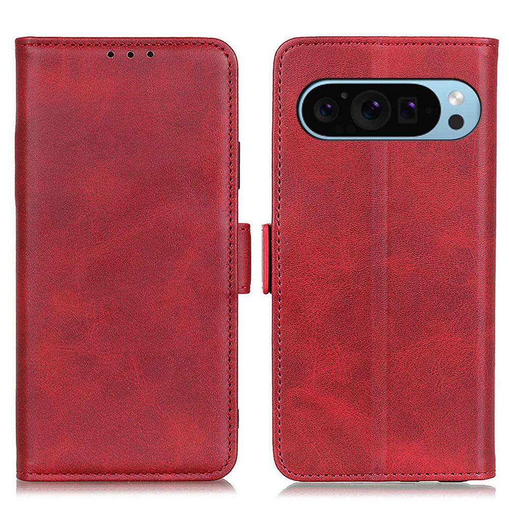 

For Google Pixel 10 Pro/10/9 Pro/9 Phone Case Cowhide Texture PU Leather Phone Stand Cover E