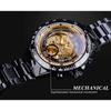 T-winner Orologio meccanico automatico cavo interamente in acciaio color oro, personalità alla moda da uomo