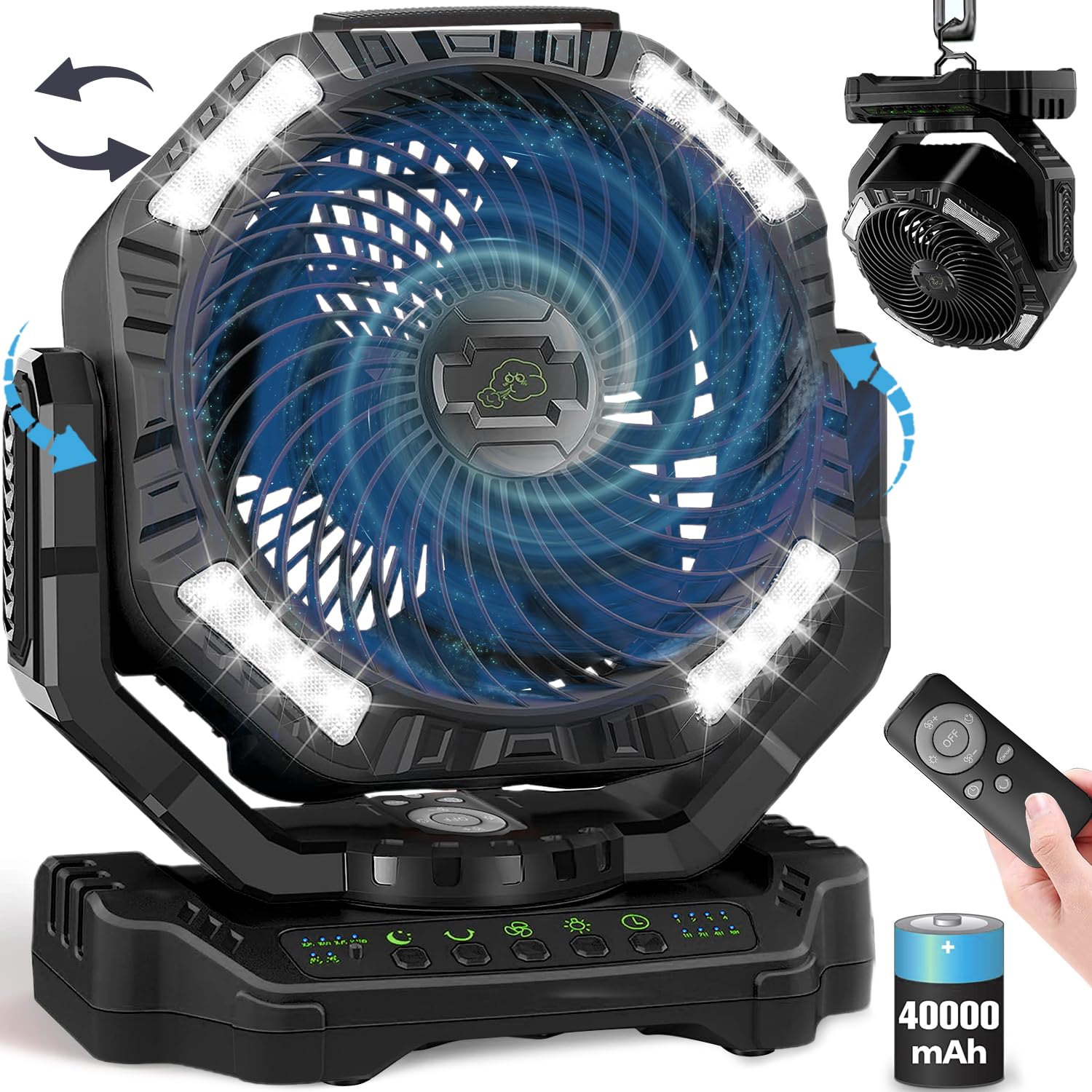 

Колебание Кемпинг Перезаряжаемый Пульт Выкл 4 Скорости Ветра 3 Цвета Светодиод Тепло Тепловой Удар На Открытом Воздухе Катастрофа Черный [Автоматический и 40 000 мАч] Вентилятор, На Открытом Воздухе,