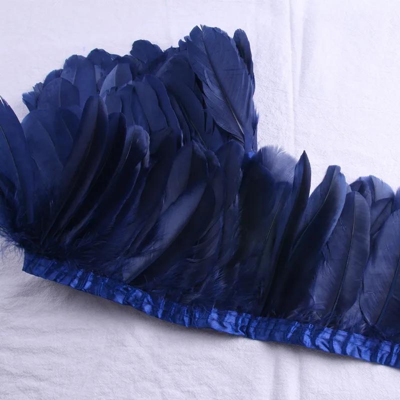 2 Meter Colorful Shred Goose Feathers Tape Tassel 15cm Fringe Trim Ribbon Geese Feather DIY Clothe Flecos Sewing Trimming Decor