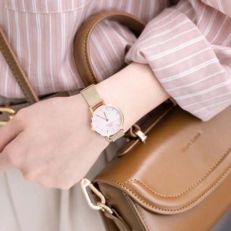 Daniel Wellington PETITE series watch quartz movement mother-of-pearl dial women's watch pearlescent rose gold classic disc DW00100516