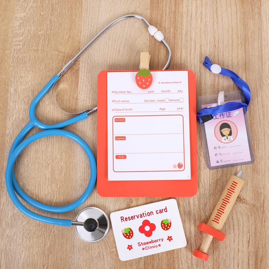 Çocuk Ahşap Doktor Seti Rol Yapma Tıbbi Kit Simülasyon Hemşire Rol Yapma Oyuncak Erkek ve Kız Çocukları İçin