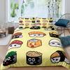 Japan Sushi King Queen Duvet Cover Marine Life Bedding Set Cartoon Japanese Food Quilt Cover Colorful Polyester Comforter Cover