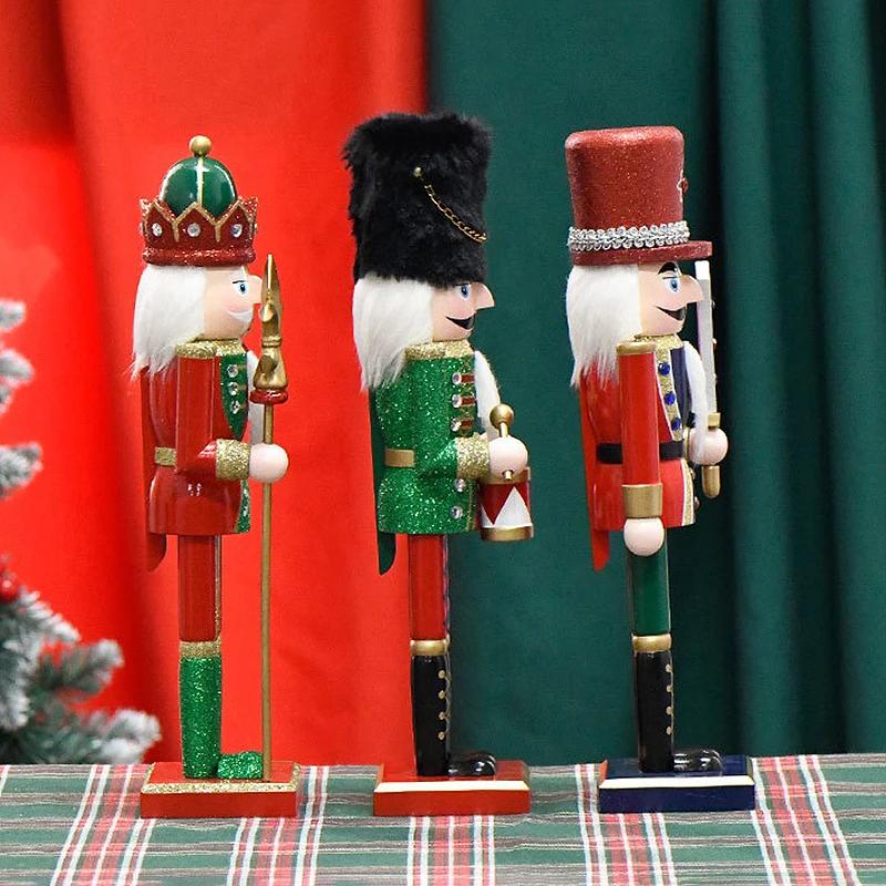 30cm Handcrafted Wooden Nutcracker, Festive Puppet Ornaments Collectible Figures, Ideal for Holiday Home Decor & Gift Giving