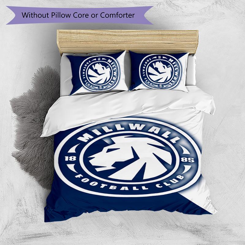 Millwall Football Printed 3 Pieces Bedding Set, Comfortable Skin Friendly Bedroom Duvet Cover Set