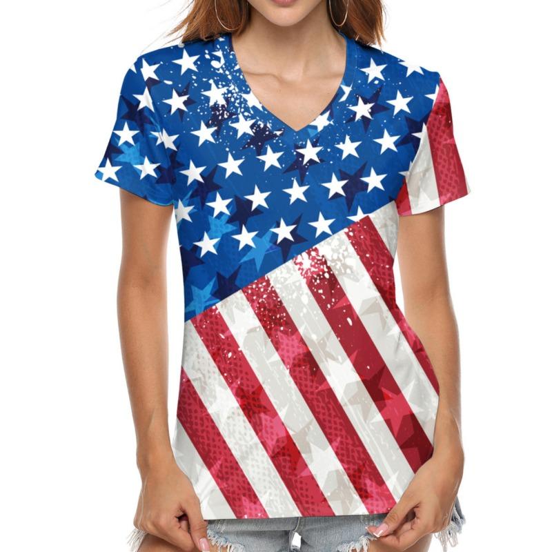 Summer Women's T-Shirt Pink Ribbon Print V-Neck T-Shirt 3d Print Casual Clothing Short Sleeve Female Design Oversized T-Shirt