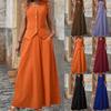 Women's Sleeveless Vest and Long Skirt Set Button Front Tailored Fit Solid Color Two Piece Outfit Suitable for Casual and Formal Occasions