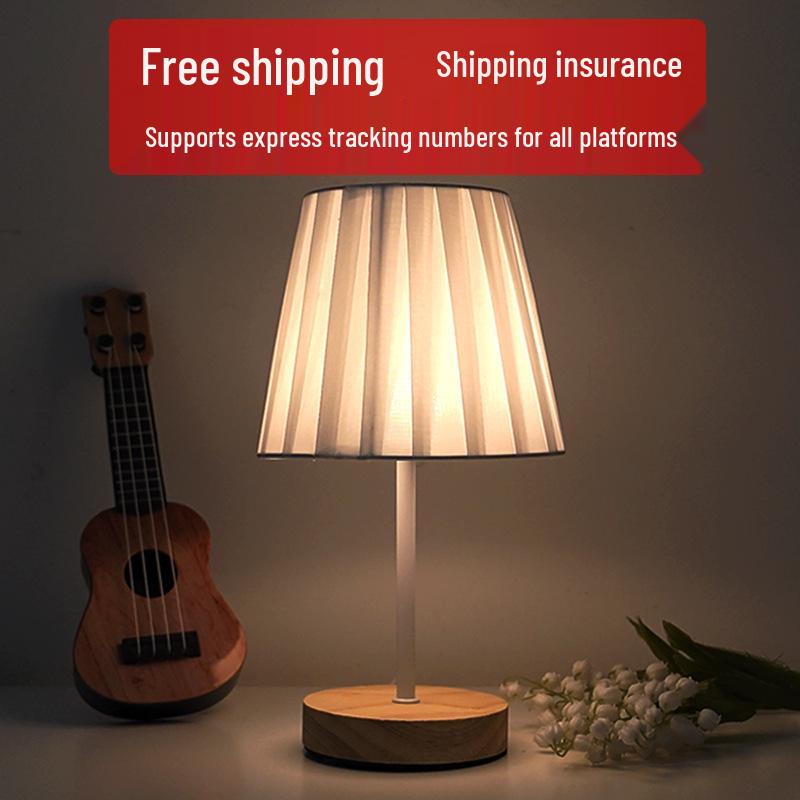 Solid Wood USB Table Lamp: LED Night Light for Bedroom, Study, Dorm - Creative Atmosphere Décor