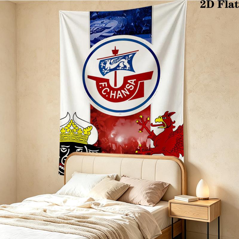 Fc Hansa Rostock Wall Tapestry Aesthetic Wall Hanging Printed Fabric Blanket Decorative Tapestries For Bedroom Living Room Home Decor