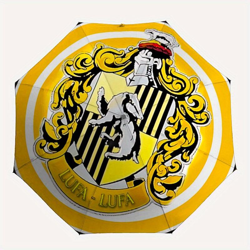 1pc Hufflepuff Crest Automatic Umbrella - 8-Rib Foldable Design, Outdoor Adventures, and Family Celebrations, Durable Canopy Material yy250827186