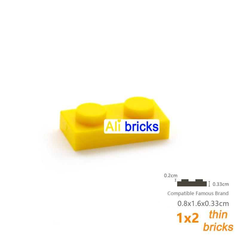 200pcs 1x2 Plate Brick Building Blocks Baseplate 3023 Accessories Bulk Parts Developing Classic MOC Brick Toys for Kids