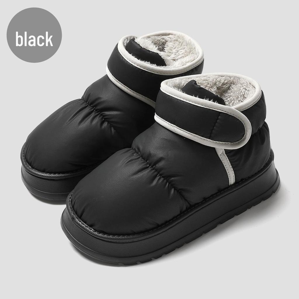 Waterproof High-Top Cotton Slippers - Thick Velvet-Lined for Extreme Cold, Autumn/Winter Outdoor Wear, Closed-Back Design