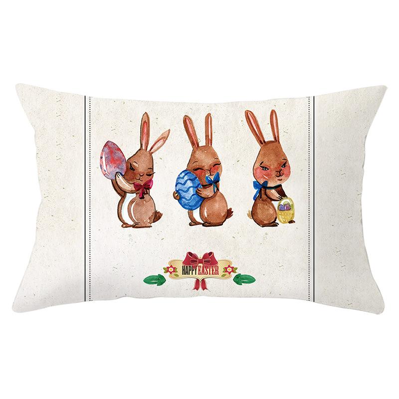 Easter Lumbar  Pillowcase Decorative Sofa Cushion Case Bed Pillow Cover Home Decor Car Cushion Cover Rabbit Pillow Case 30*50cm