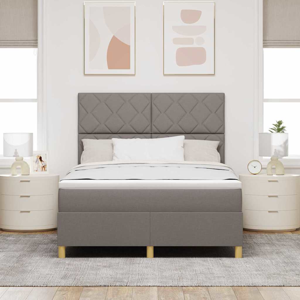 Boxspring Bed with Headboard Taupe 140 x 190 cm Fabric