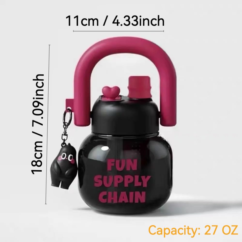 

Летняя бутылка для воды с соломинкой 800 мл с крышкой, петлей для подвешивания, чашка для сока и молока большой вместимости, двойной набор чашек, чашка с соломинкой для жемчужного чая и кофе 0.8L чёрный