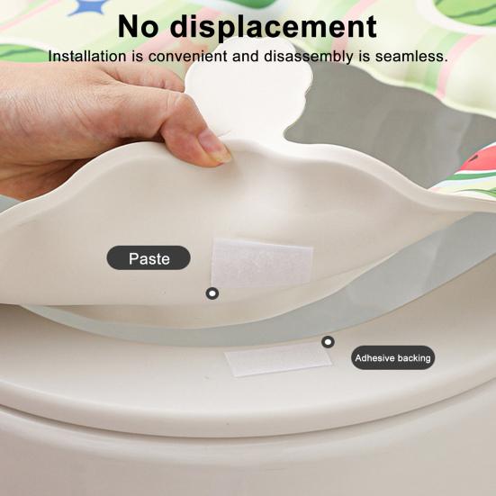 Toilet Seat with Integrated Handle Fruit Pattern Easy to Clean EVA Waterproof Thickened Surface Quick Drying Toilet Seat Pad