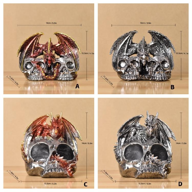 Dragon Skull Figurine for Halloween Resins Statue with Spices Shaker Display Stand Rack Kitchen Decoration for Collectors