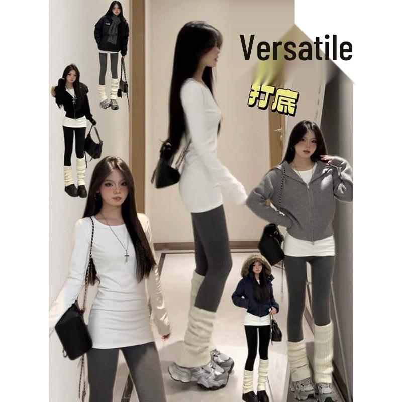

Women s Slim Fit Long Sleeve White Shirt with Cinched Waist, Mid-Length, Plus Velvet - New for Autumn/Winter 2025 M (Recommended for 48-53kg)