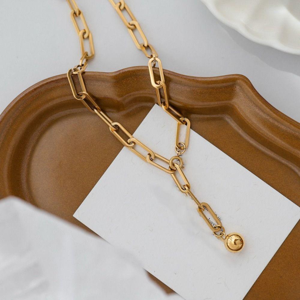 Adjustable Metal Choker Necklace Gold Clavicle Chain Necklace Paperclip Necklace  Girl Gift