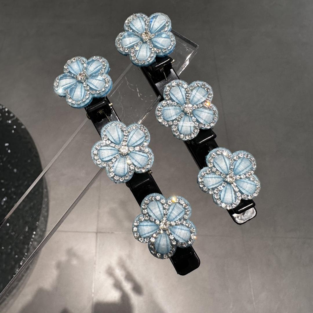 2PCS Women s Sparkling Crystal Flower Hair Clip Rhinestone Braided Hairpin Side Bangs Clip Hair Bands Shiny Elegant Hair Clip
