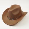 High Sense Versatile Western Cowboy Hat Turquoise Chain Hat Autumn and Winter Women's Fashion Casual Retro Top Hat