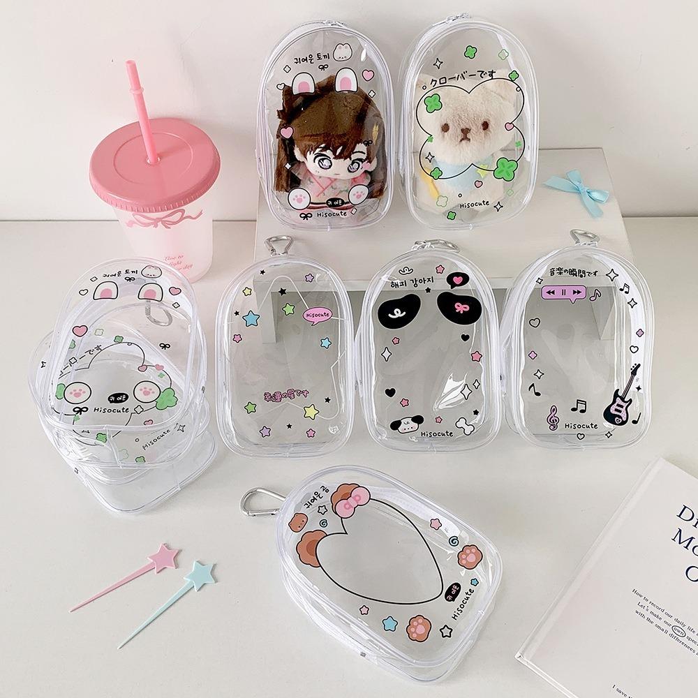 High Quality Cute PVC Data Cable Storage Bag Dustproof Decorative Pendant Transparent Display Zipper Bag Dolls Storage Pouch