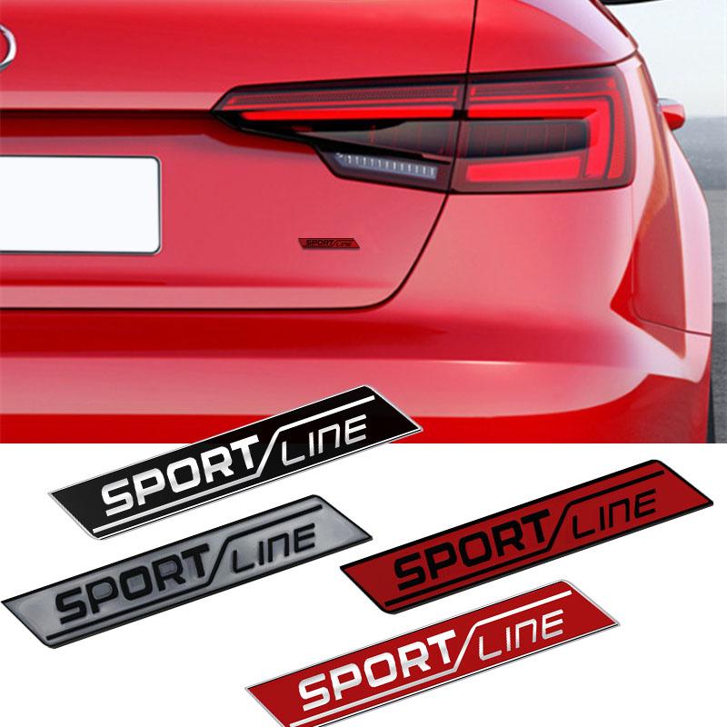 JBIW9 Metal Sport Line Grille Sticker Car Rear Trunk Body Emblem Badge for Skoda Yeti Octavia Superb Fabia Kamiq Karoq Kodiaq Rapid