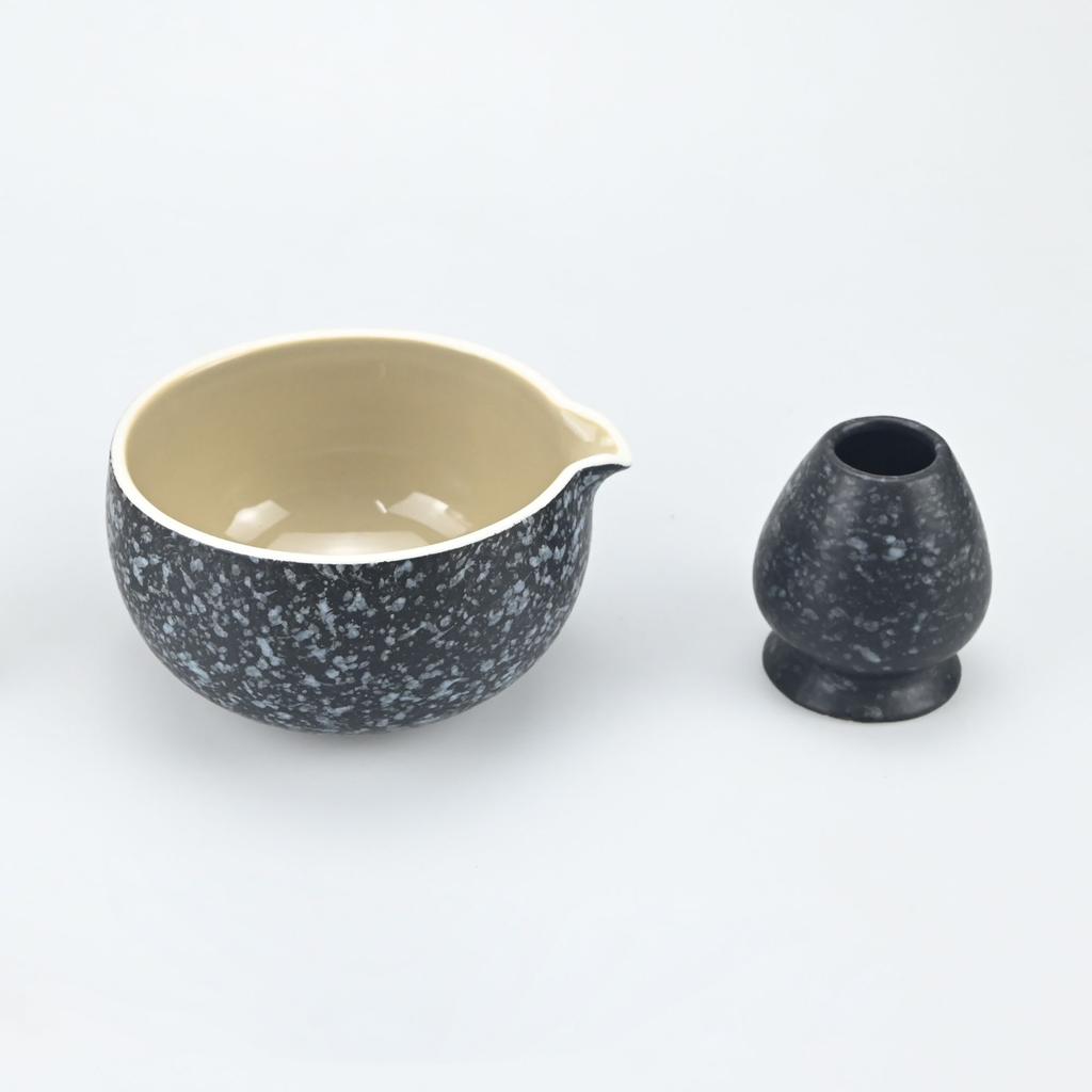 Zestaw do Matcha - Miseczka do Matcha i Bambusowa Mioteczka do Matcha, Sitko do Herbaty, Łyżeczka, Łyżeczka, Sitko, Podstawka pod Mioteczkę, Zestaw do Przygotowywania Matcha Dla