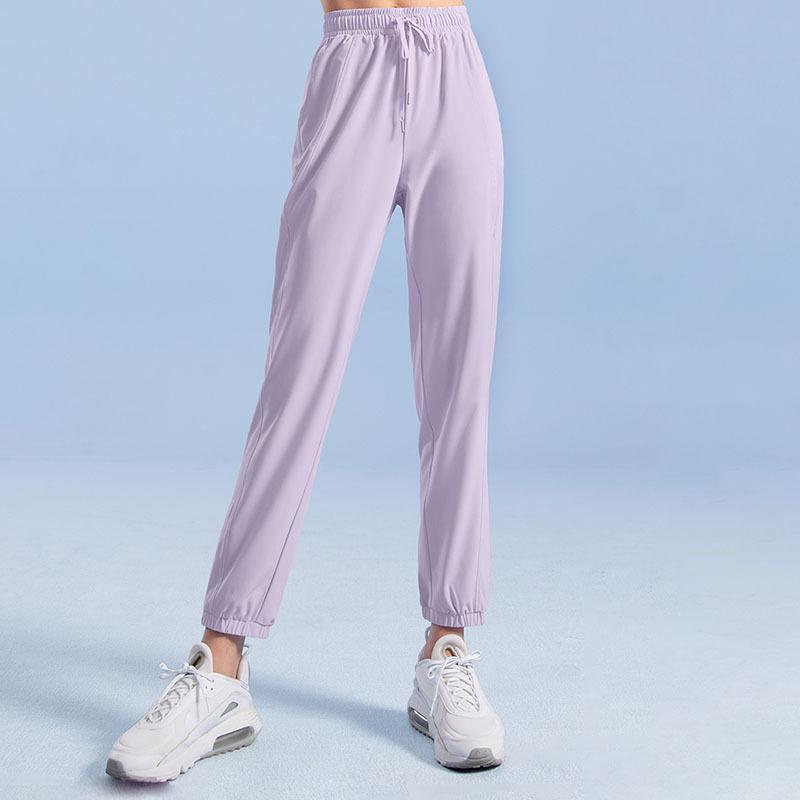 New sweatpants slim-fitting thin leggings women s running training jumping exercise outdoor fitness loose nine-point casual pants S светло-фиолетовый