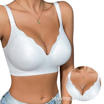 Wirefree Push Up Bra Full Bust Women Seamless Light Padding 3/4 Cup With Adjustable Straps Soft Nylon Spandex Lingerie