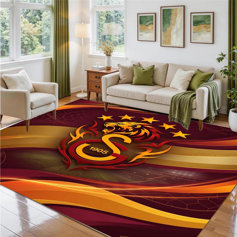 Galatasaray FC Design Crystal Velvet Rug Soft Decorative Mat for Bedroom Entrance