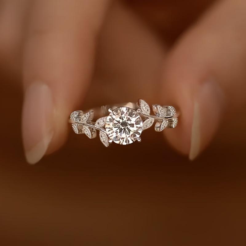 Rose gold flower ring with synthetic zircon, a beautiful and delicate jewelry gift for women 6