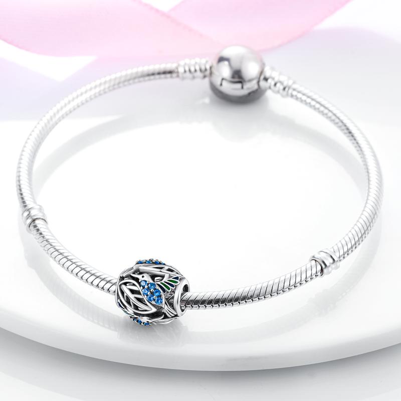 Spring Blue Zircon Bird Bead Charms copper Plated Authentic Bead Charms Compatible With Charm Bead Charms Bracelets Bead Charms Jewellery Gifts Ideal
