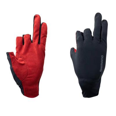 Shimano 05 Sensitive Gloves GL-006Y 3-Finger Cut Real Black Red M