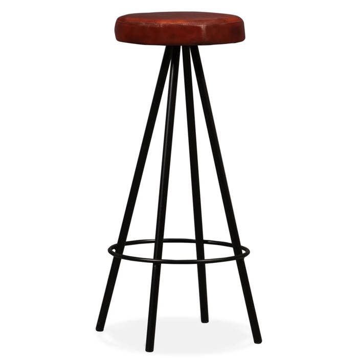 Tabourets de bar - VIDAXL - Cuir véritable et acier - Lot de 2 - Style industriel