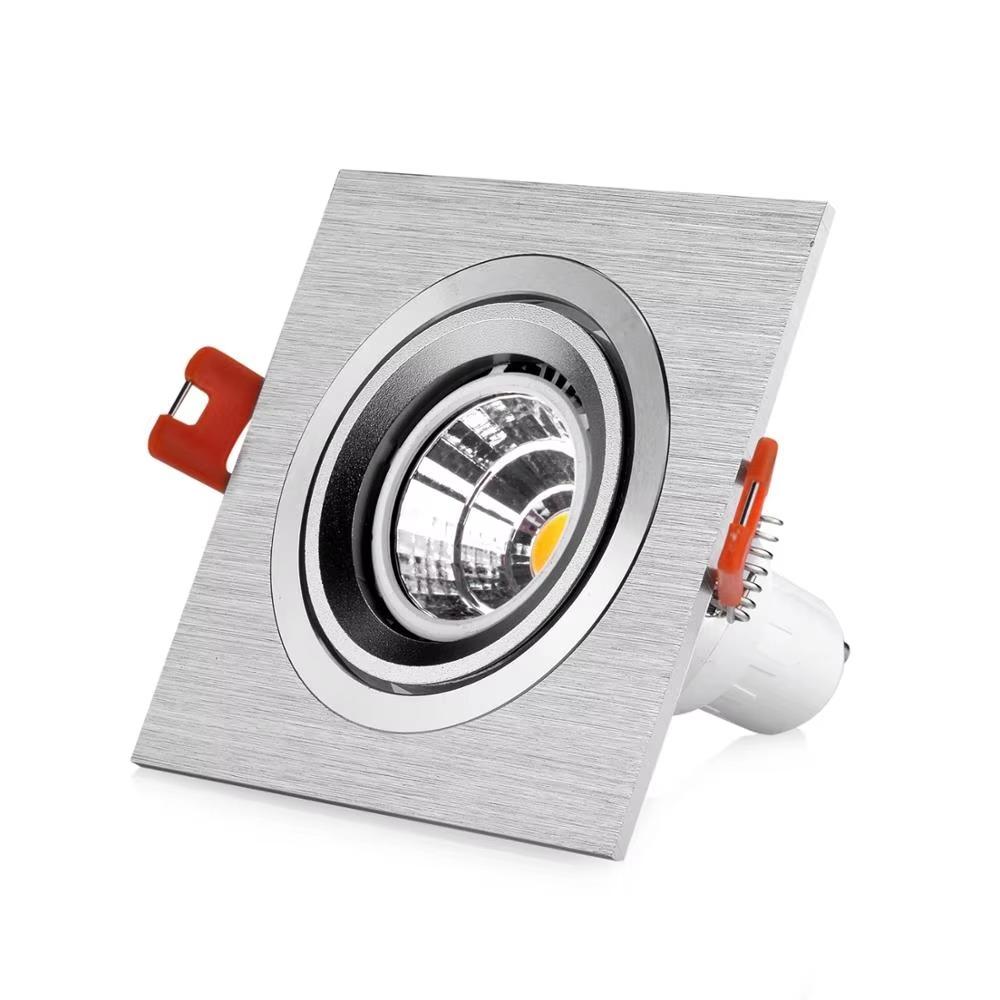 Downlight cu LED încastrat de înaltă calitate, reglabil, pentru plafon GU10 MR16 Suporturi de cadru Lămpi rotunde, pătrate, cu LED-uri.