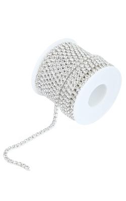 LuceLuce Rhinestone Diamond Stone Chain Silver Crystal Diamond Accessory Parts [2.5mm Thickness, 10M Length]