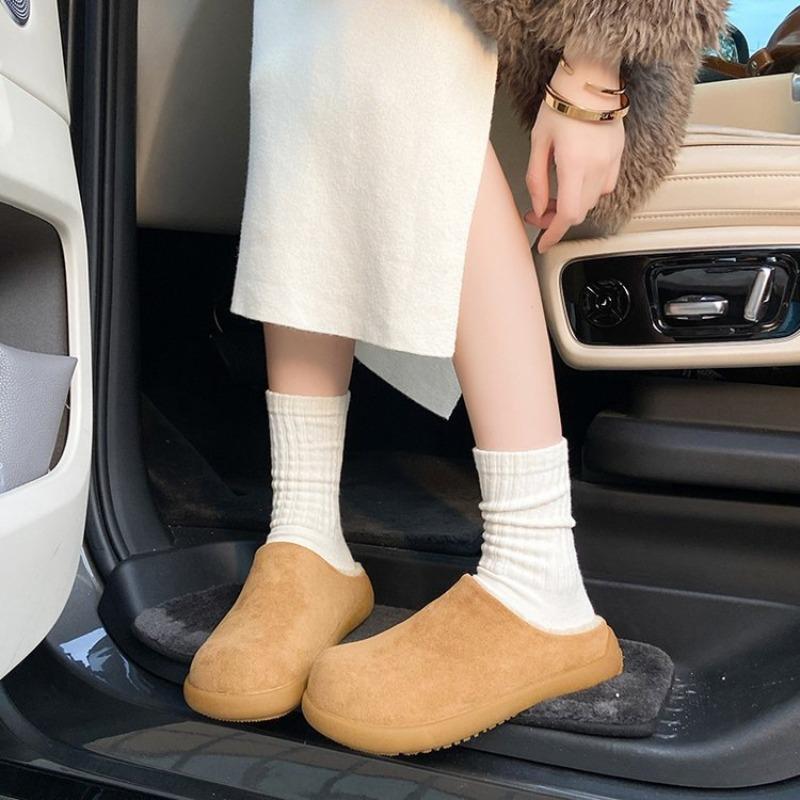 

Флисовые полуботинки женские новые зимние повседневные туфли универсальные на мягкой подошве термохлопковые тапочки 40 верблюд