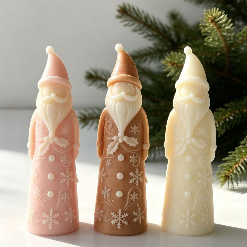 Flexible Candle Casting Form Requiring No Assembly, with Raised Christmas Character Relief for Holiday Projects