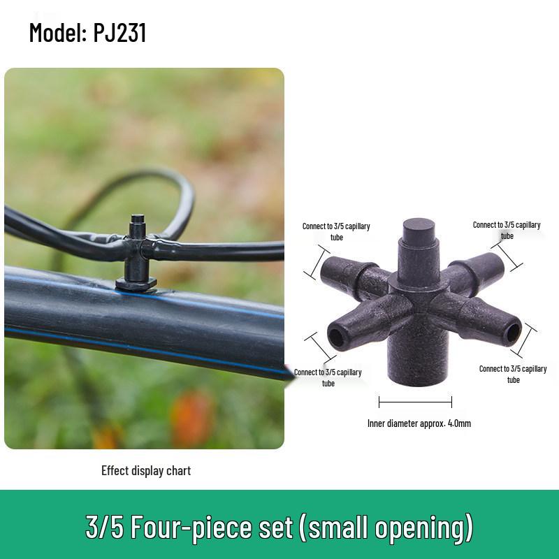 Capillary and Micro-Sprinkler Fittings: Single/Double Hooks, Tee, Straight Connector, Drip Stop, Mountain Bracket, Five-Way, Greenhouse.